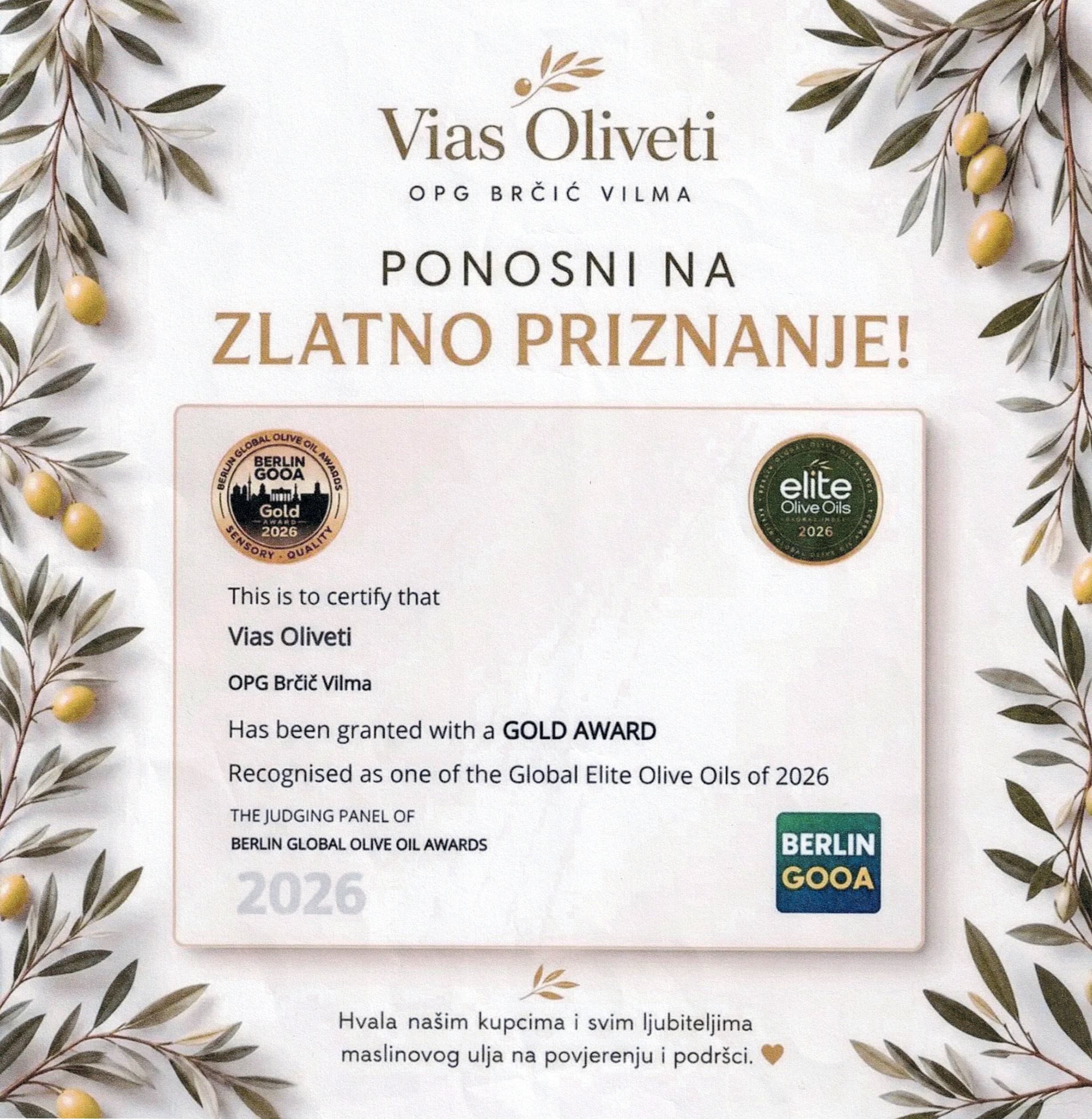 Nagroda ViasOliveti dla oliwy z oliwek – wyróżnienie 12